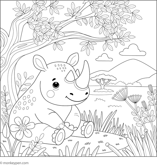 Rhino Coloring Book