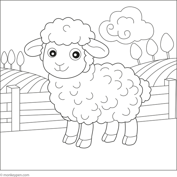 Sheep in a Pasture coloring page – free printable for kids to color and enjoy