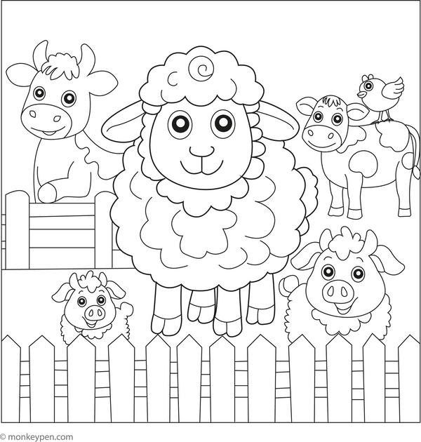 Sheep and Friends coloring page – free printable for kids to color and enjoy