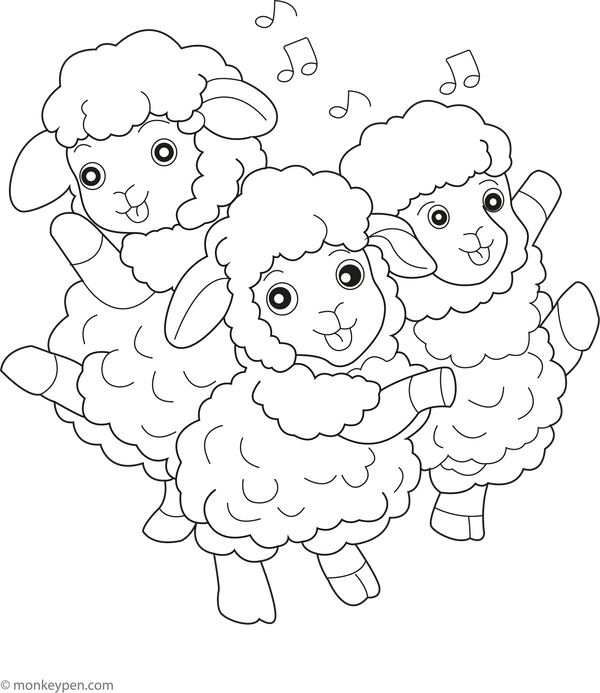 Sheep Dancing in a Field coloring page – free printable for kids to color and enjoy