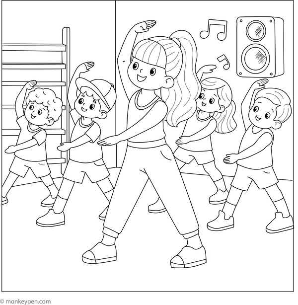 Aerobics Colouring Page coloring page – free printable for kids to color and enjoy