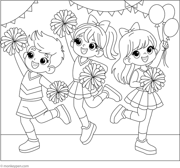 Cheer Leaders Colouring Page coloring page – free printable for kids to color and enjoy
