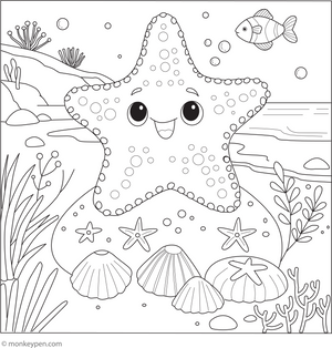 Starfish on a Rock coloring page – free printable for kids to color and enjoy