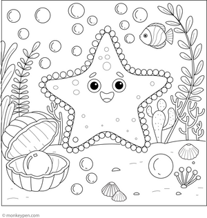 Starfish with Pearls coloring page – free printable for kids to color and enjoy