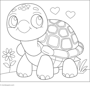 Cartoon Turtle coloring page – free printable for kids to color and enjoy