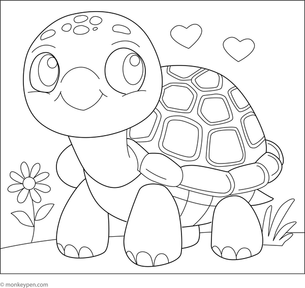 Cartoon Turtle coloring page – free printable for kids to color and enjoy