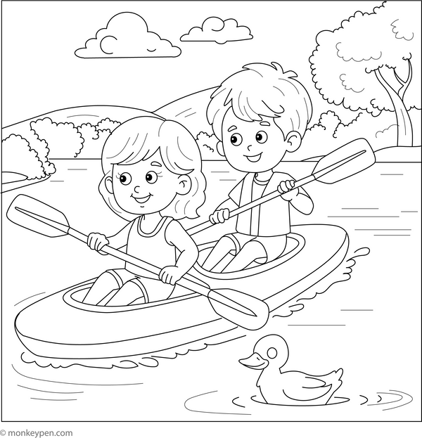 Kayaking Colouring Page coloring page – free printable for kids to color and enjoy