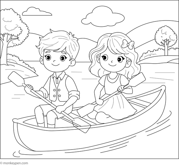 Canoeing Colouring Page coloring page – free printable for kids to color and enjoy
