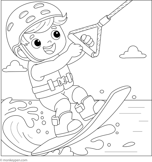 Wakeboarding Colouring Page coloring page – free printable for kids to color and enjoy