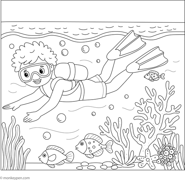 Free Diving Colouring Page coloring page – free printable for kids to color and enjoy