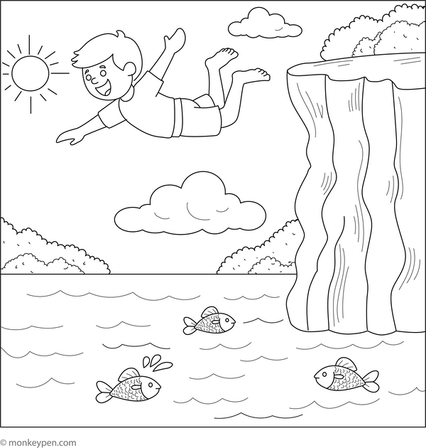 Cliff Diving Colouring Page coloring page – free printable for kids to color and enjoy