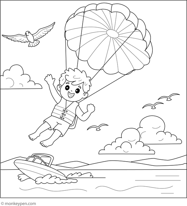 Hang Gliding Colouring Page coloring page – free printable for kids to color and enjoy