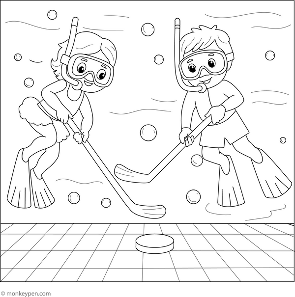 Underwater Hockey Colouring Page coloring page – free printable for kids to color and enjoy
