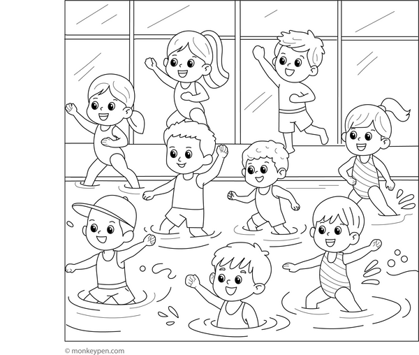 Water Aerobics Colouring Page coloring page – free printable for kids to color and enjoy