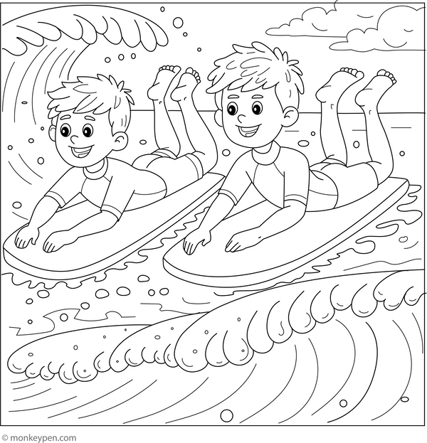 Bodyboarding Colouring Page coloring page – free printable for kids to color and enjoy