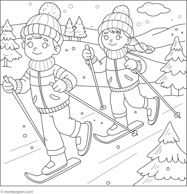 Cross Country Skiing Colouring Page coloring page – free printable for kids to color and enjoy
