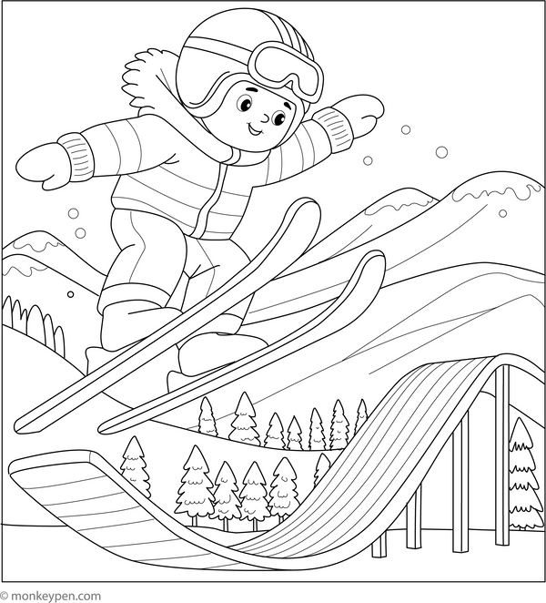Ski Jumping Colouring Page coloring page – free printable for kids to color and enjoy