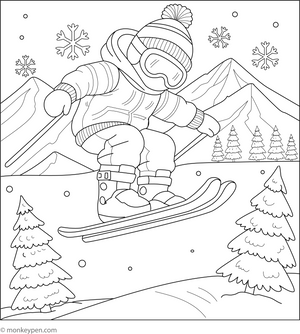 Freestyle Skiing Colouring Page coloring page – free printable for kids to color and enjoy