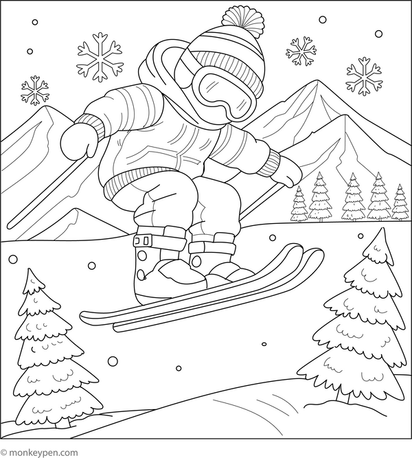 Freestyle Skiing Colouring Page coloring page – free printable for kids to color and enjoy