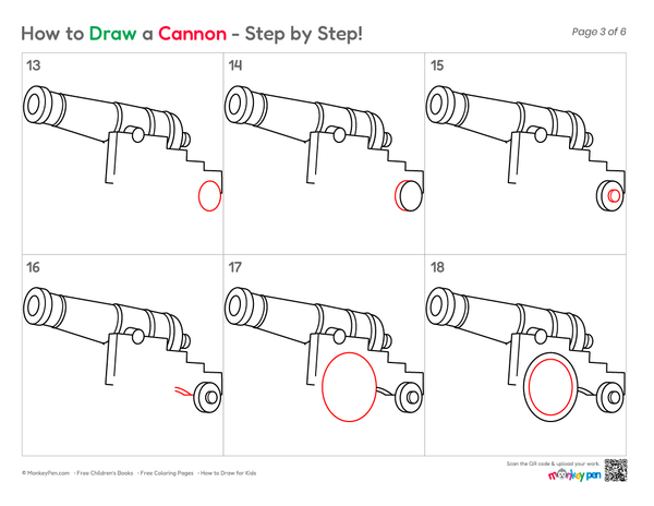 How to Draw a Cannon – Simple Step-by-Step Historical Object Drawing for Kids