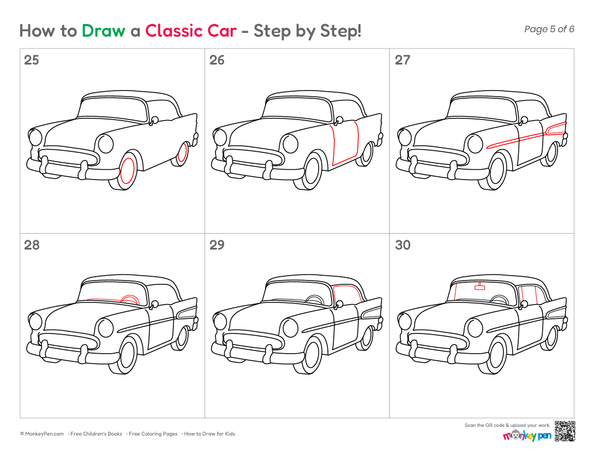 How to Draw a Classic Car – Easy Step-by-Step Vehicle Drawing for Kids