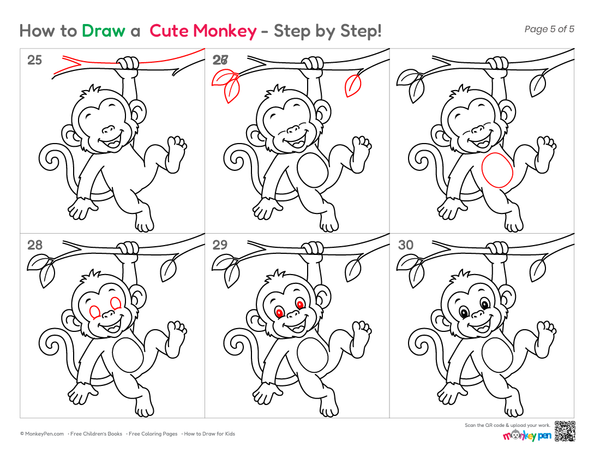 How to Draw a Cute Monkey – Simple Step-by-Step Animal Drawing for Kids