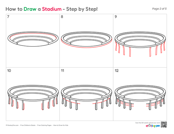 How to Draw a Stadium – Simple Step-by-Step Sports Drawing for Kids