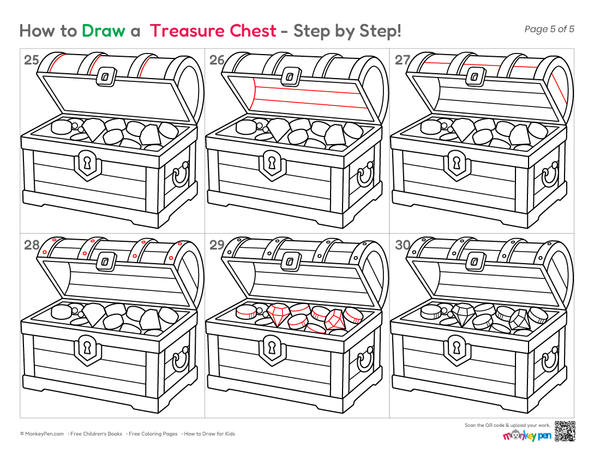 How to Draw a Treasure Chest – Easy Step-by-Step Pirate Drawing for Kids