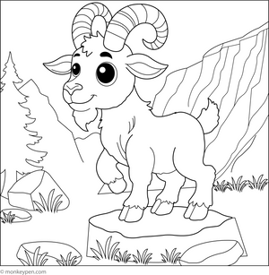 Wild Goat coloring page – free printable for kids to color and enjoy