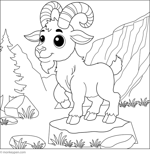 Wild Goat coloring page – free printable for kids to color and enjoy
