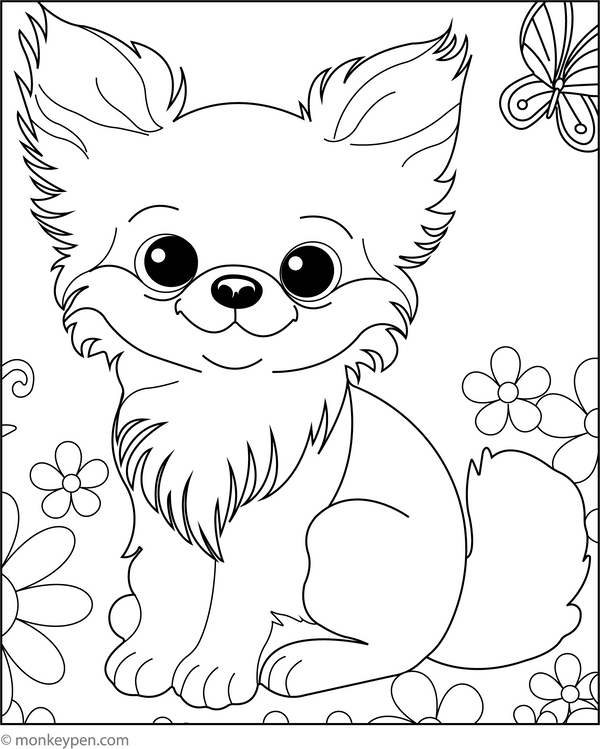 Cartoon Chihuahua Colouring Image PDF
