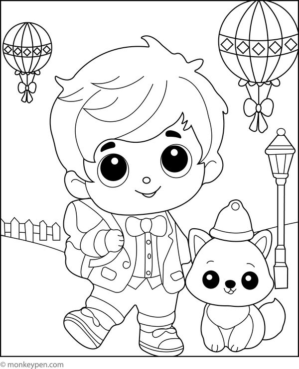 Cute Boy | Free Coloring Pages