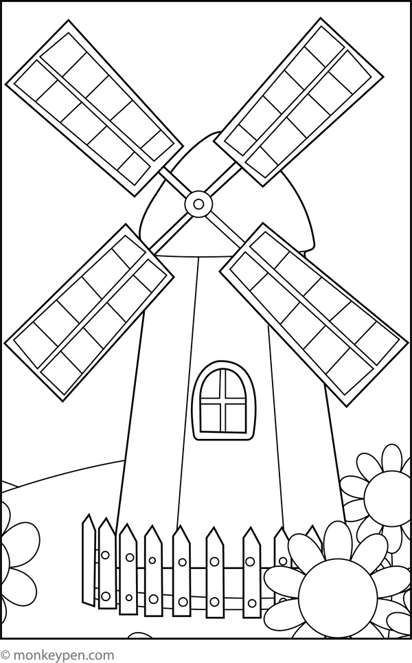 Spring Windmill | Free Coloring Pages