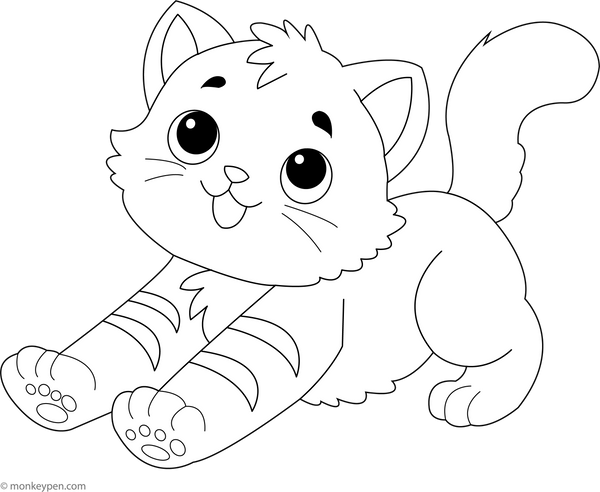 Kitten Stretching | Free Coloring Pages