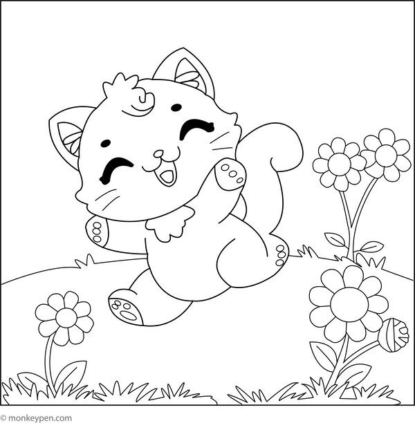 Playful Kitten | Free Coloring Pages