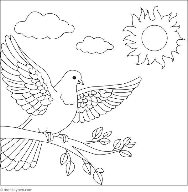 Dove and a Sunbeam | Free Coloring Pages
