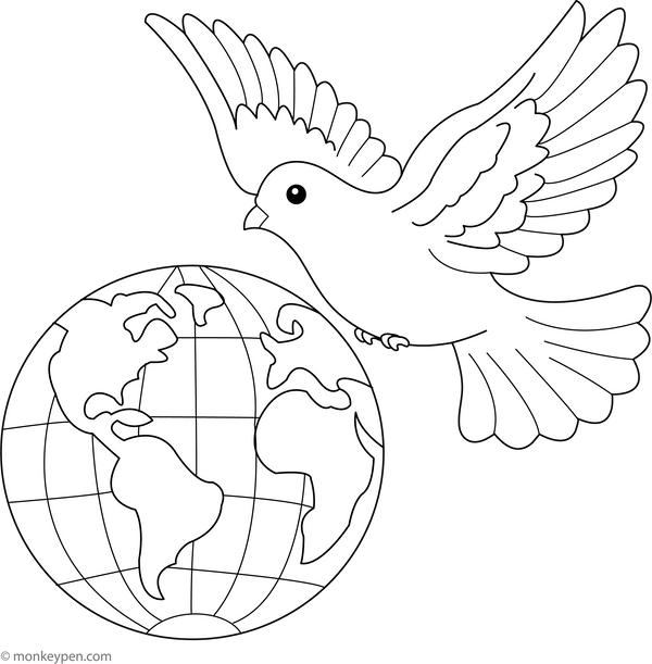 Dove and a Globe | Free Coloring Pages