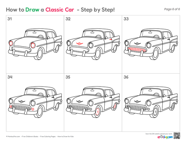 How to Draw a Classic Car – Easy Step-by-Step Vehicle Drawing for Kids