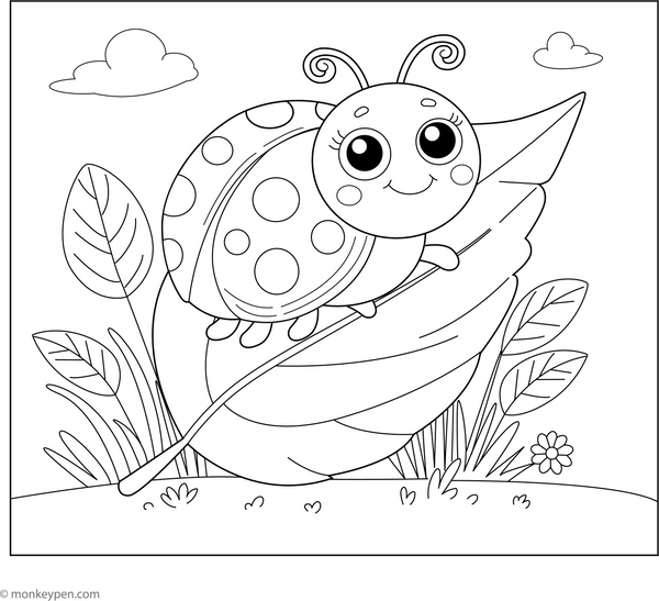 Smiling Ladybug | Free Coloring Pages for Kids
