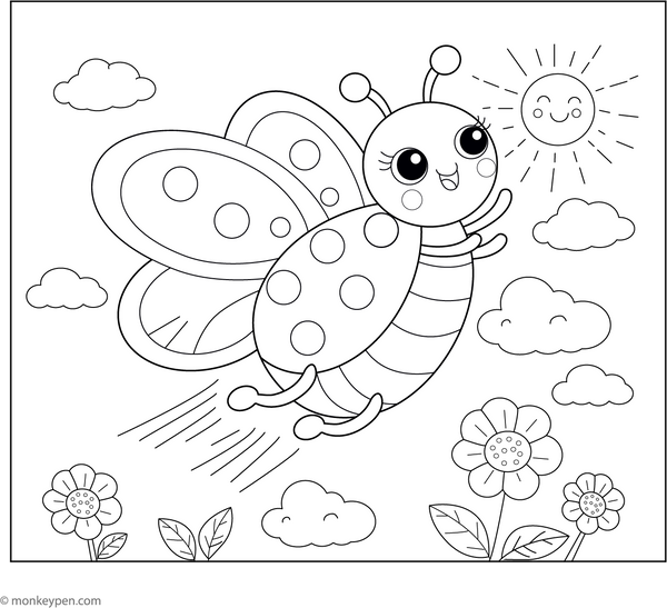 Flying Ladybug | Free Coloring Pages