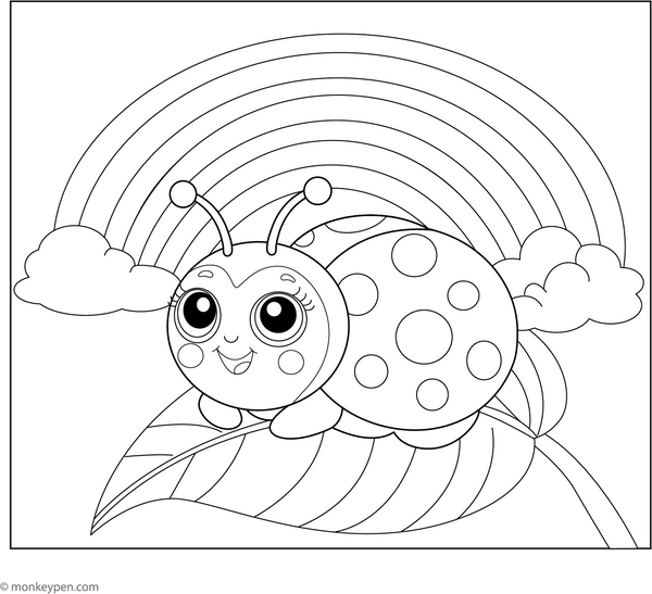 Ladybug and a Rainbow | Free Coloring Pages