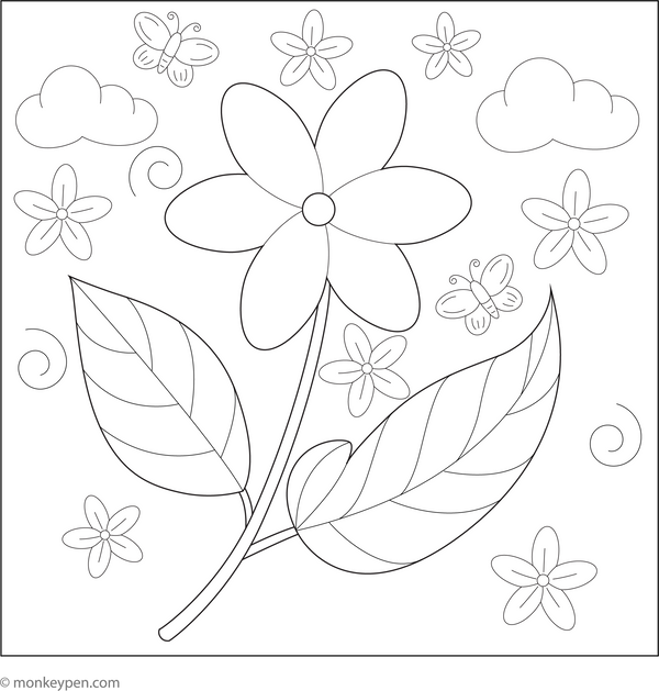 Simple Jasmine Flower | Free Coloring Page