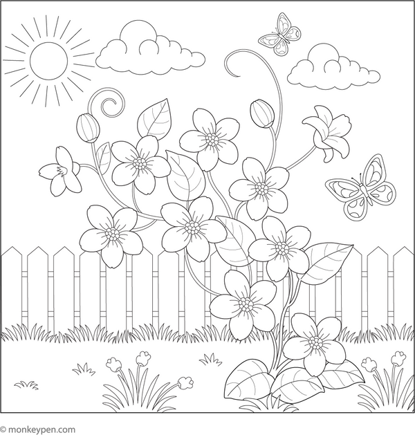 Jasmine in Garden | Free Coloring Page