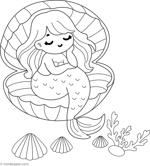 Sleeping Mermaid | Free Coloring Page