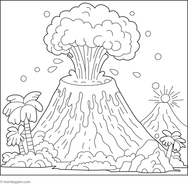 Volcanic Eruption Coloring Page