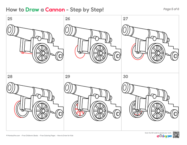 How to Draw a Cannon – Simple Step-by-Step Historical Object Drawing for Kids