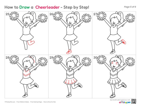 How to Draw a Cheerleader – Step-by-Step Character Drawing for Kids