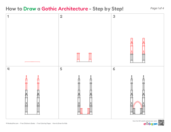 How to Draw Gothic Architecture – Easy Step-by-Step Building Drawing for Kids