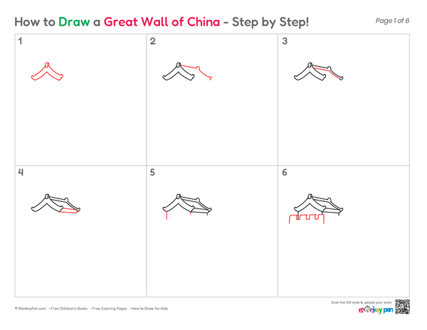 How to Draw the Great Wall of China – Step-by-Step Landmark Drawing for Kids
