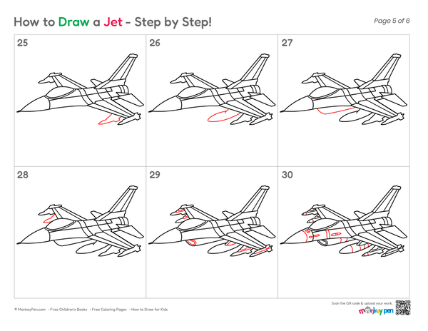 Easy jet sketch with bold outlines.